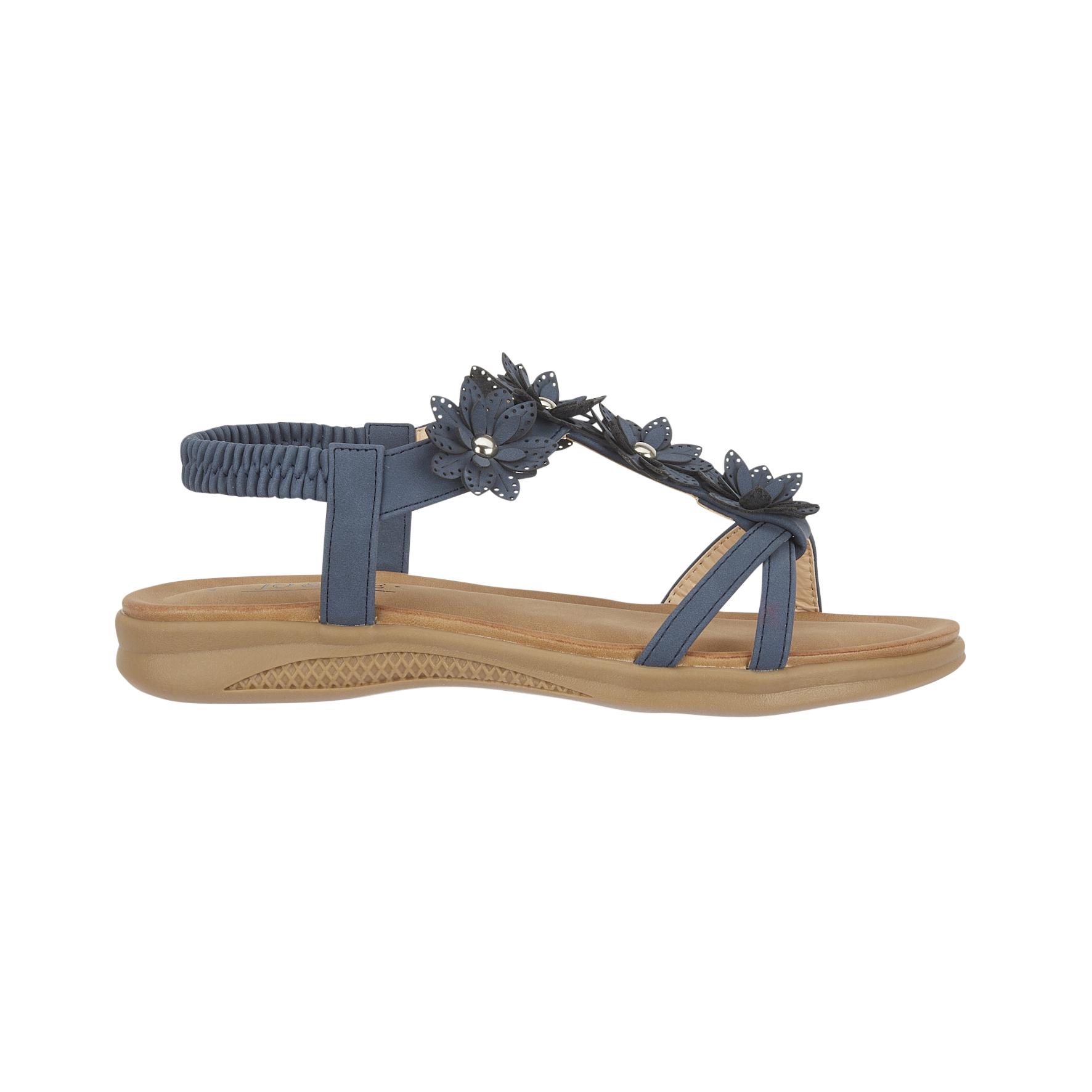 Navy blue elasticated floral sandal Jaipur JO & JOE
