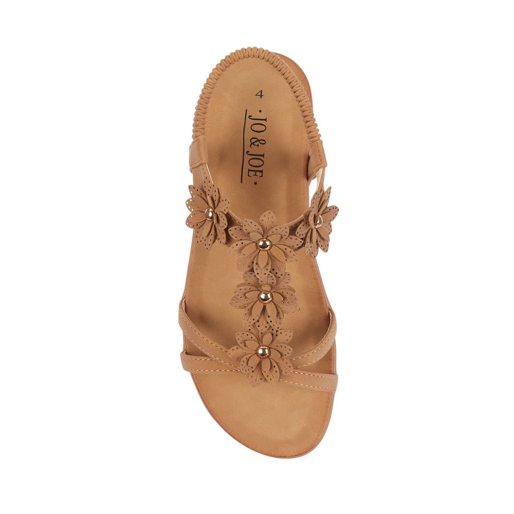 Tan sandal with floral design Jaipur JO & JOE