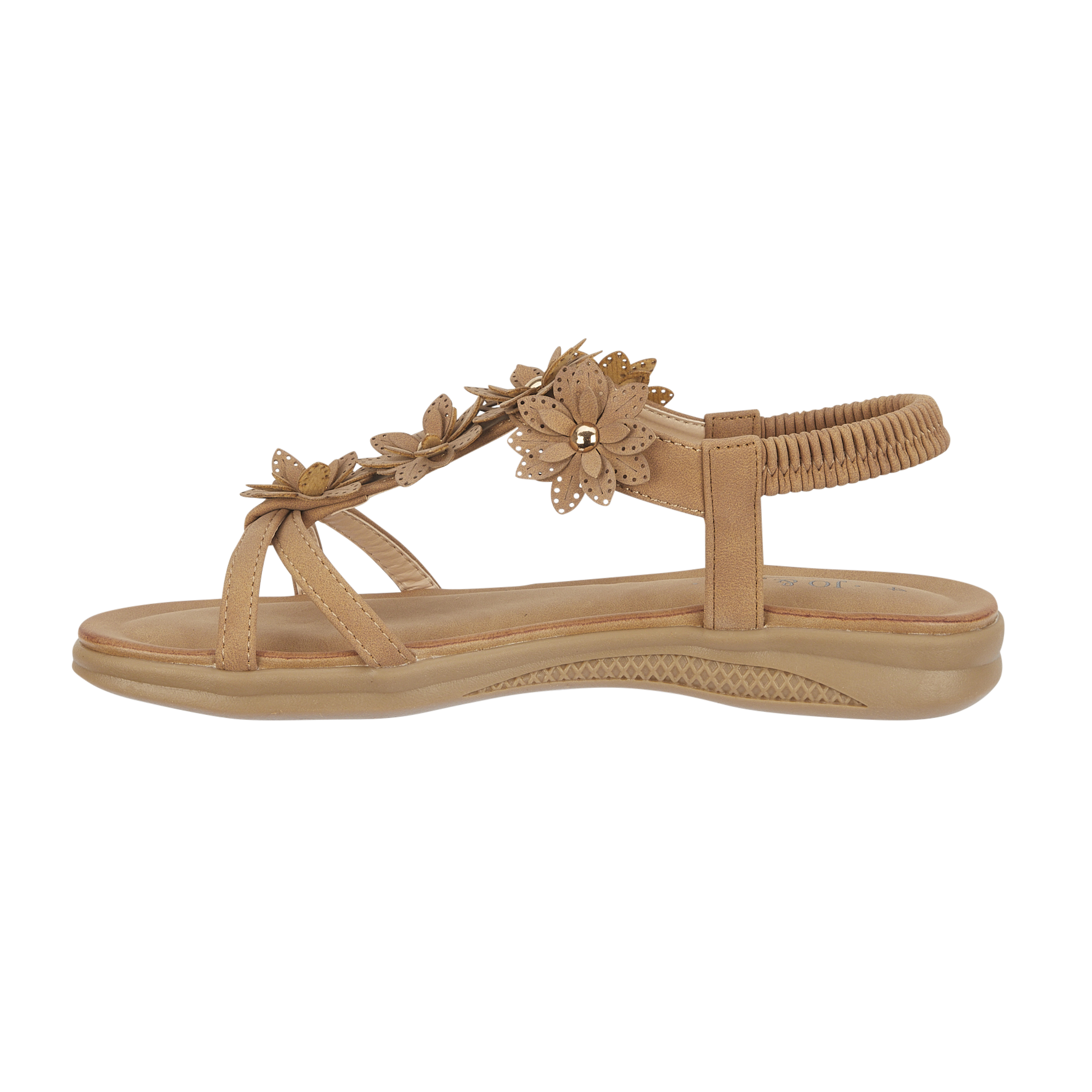 Tan sandal with floral design Jaipur JO & JOE