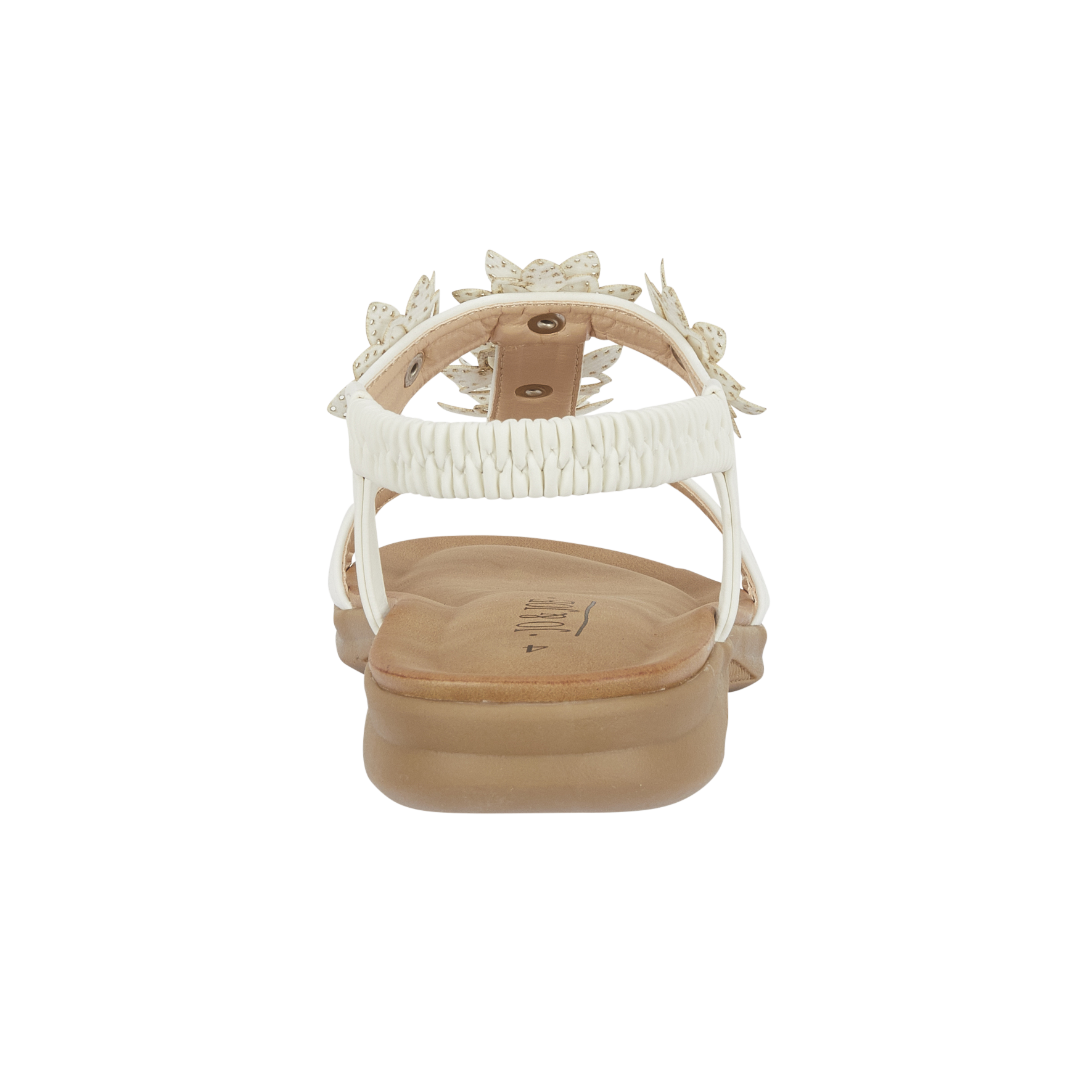 White sandal with floral elasticated straps 