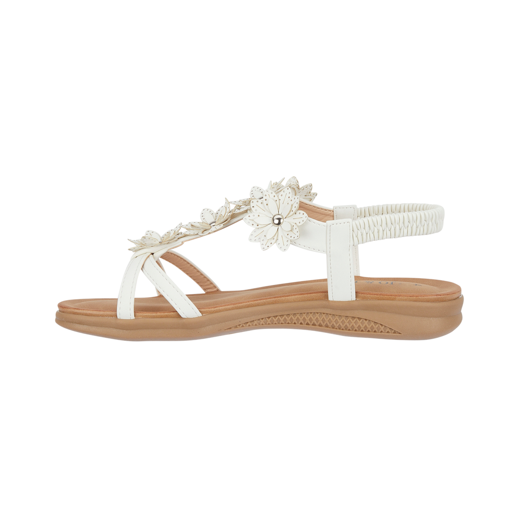 White elasticated floral sandal Jaipur JO & JOE