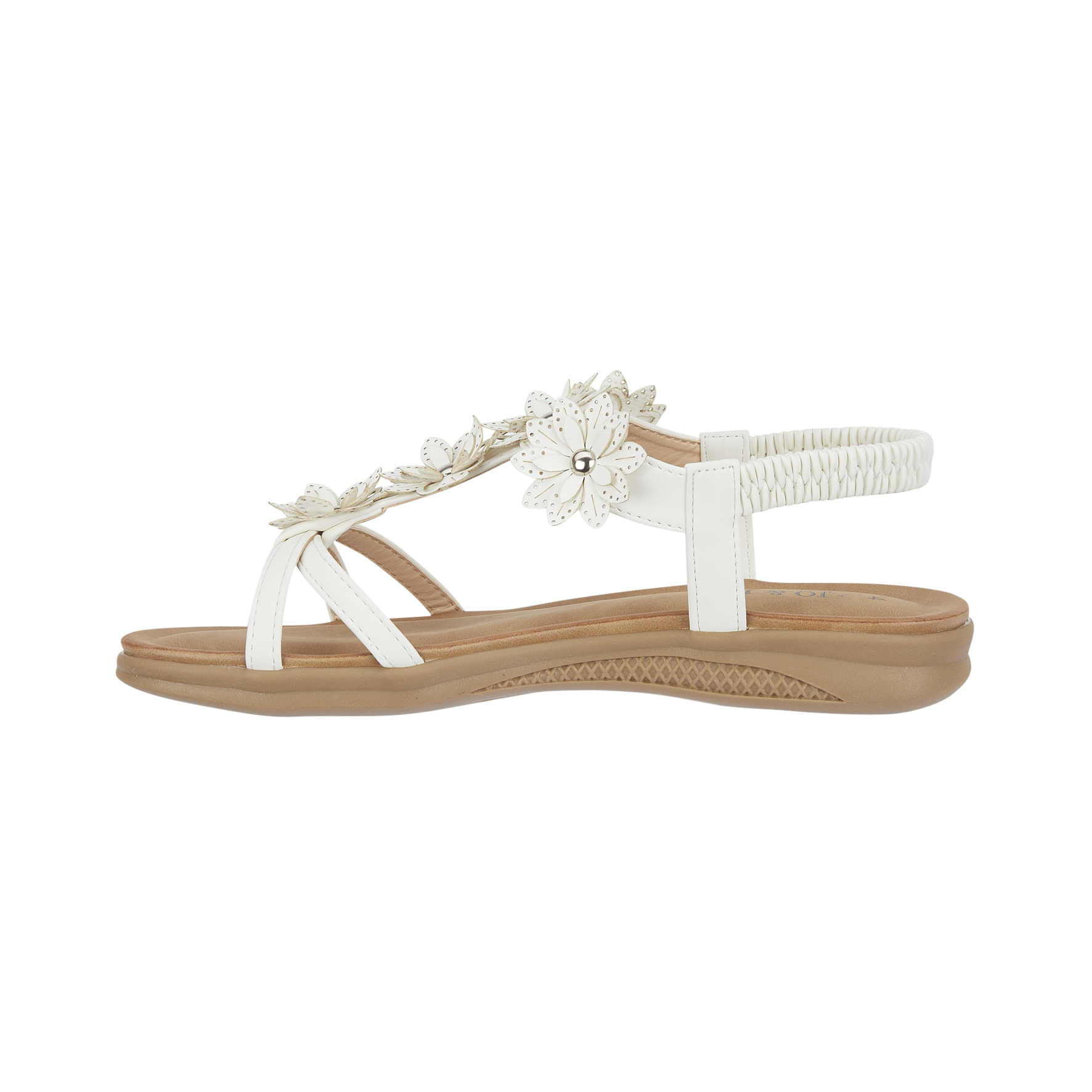 White elasticated floral sandal Jaipur JO & JOE