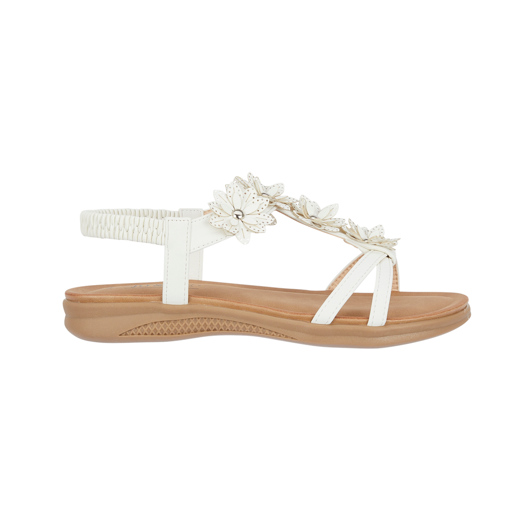 White sandal with floral design Jaipur JO & JOE