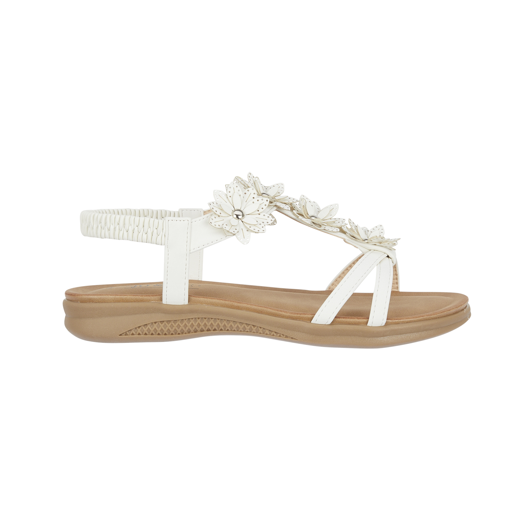 White sandal with floral design Jaipur JO & JOE