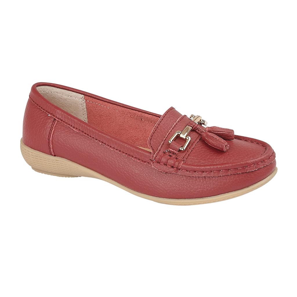 Cherry leather loafer shoe with tassel Nautical JO & JOE
