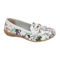 Botanical White Floral Leather Tassel Loafers