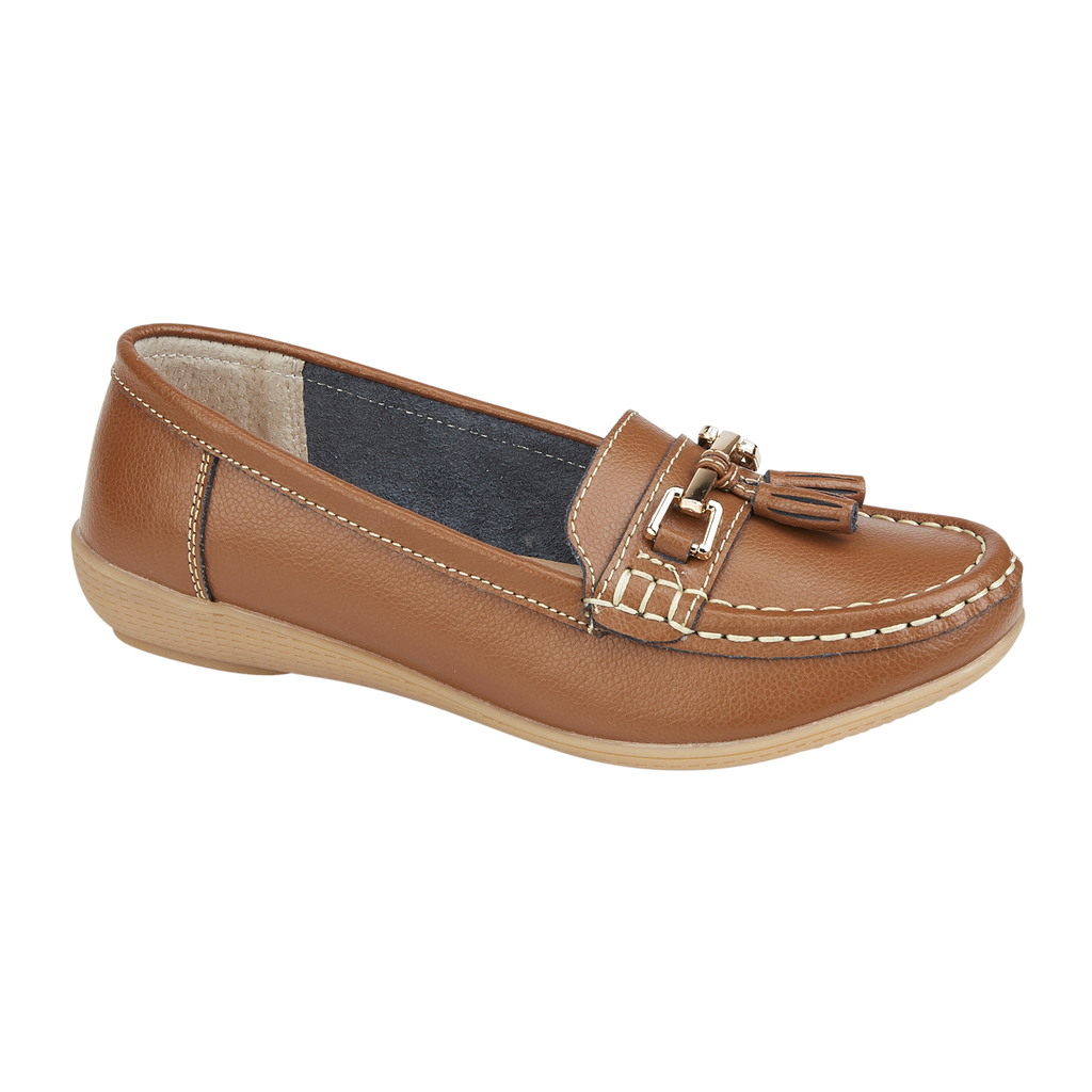 Tan leather loafer shoe with tassel Nautical JO & JOE