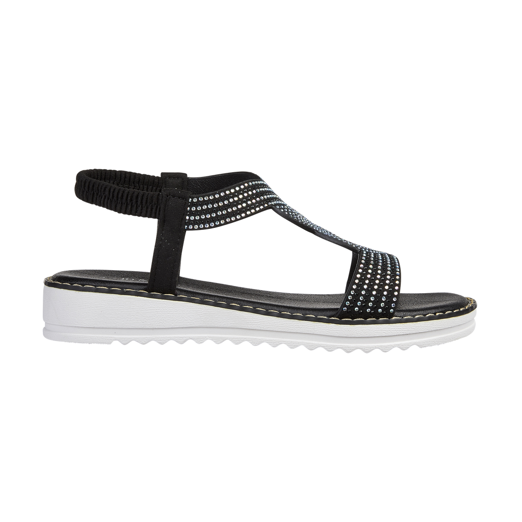 Mariposa Black Elasticated Sandals