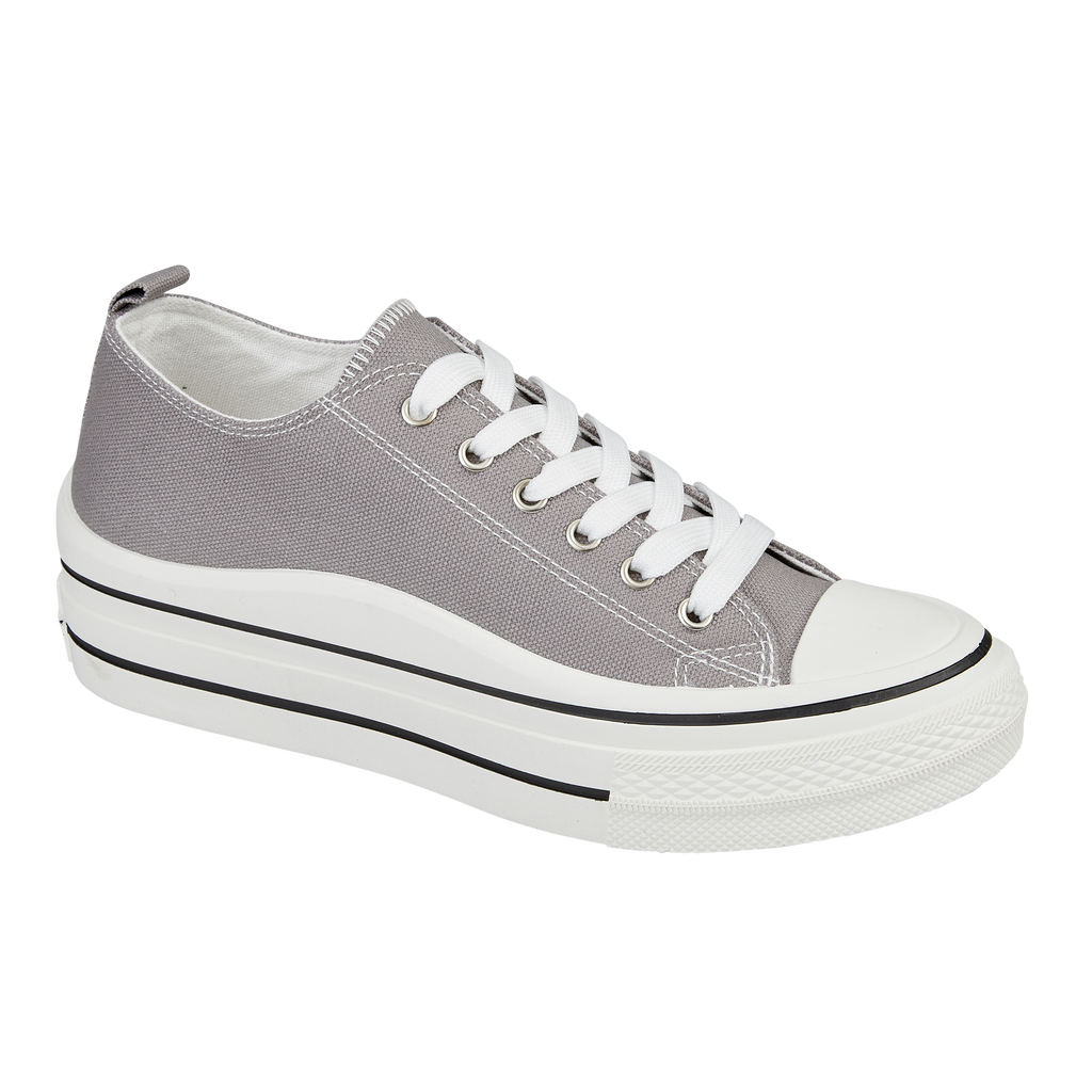 Front ladies grey lace up canvas Montpellier Urban Jacks 