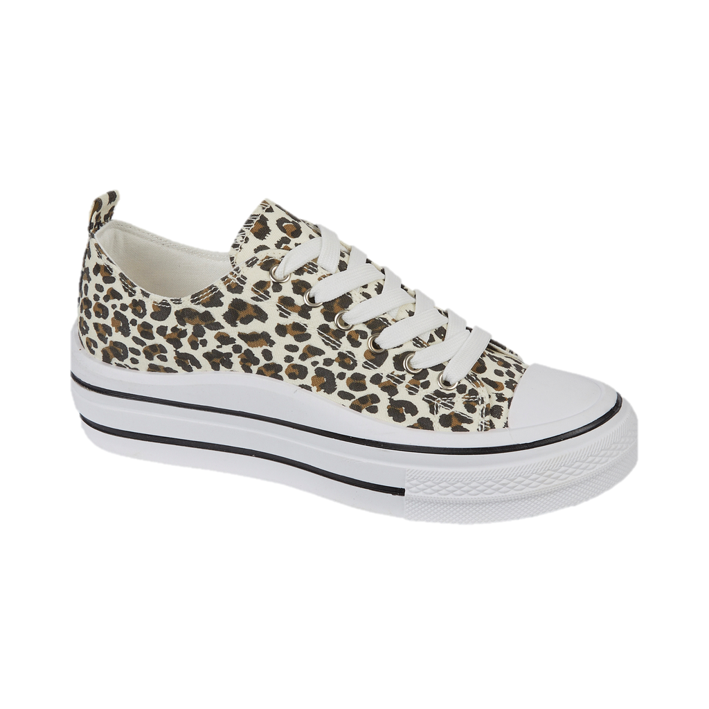 Front ladies leopard print lace up canvas Montpellier Urban Jacks 