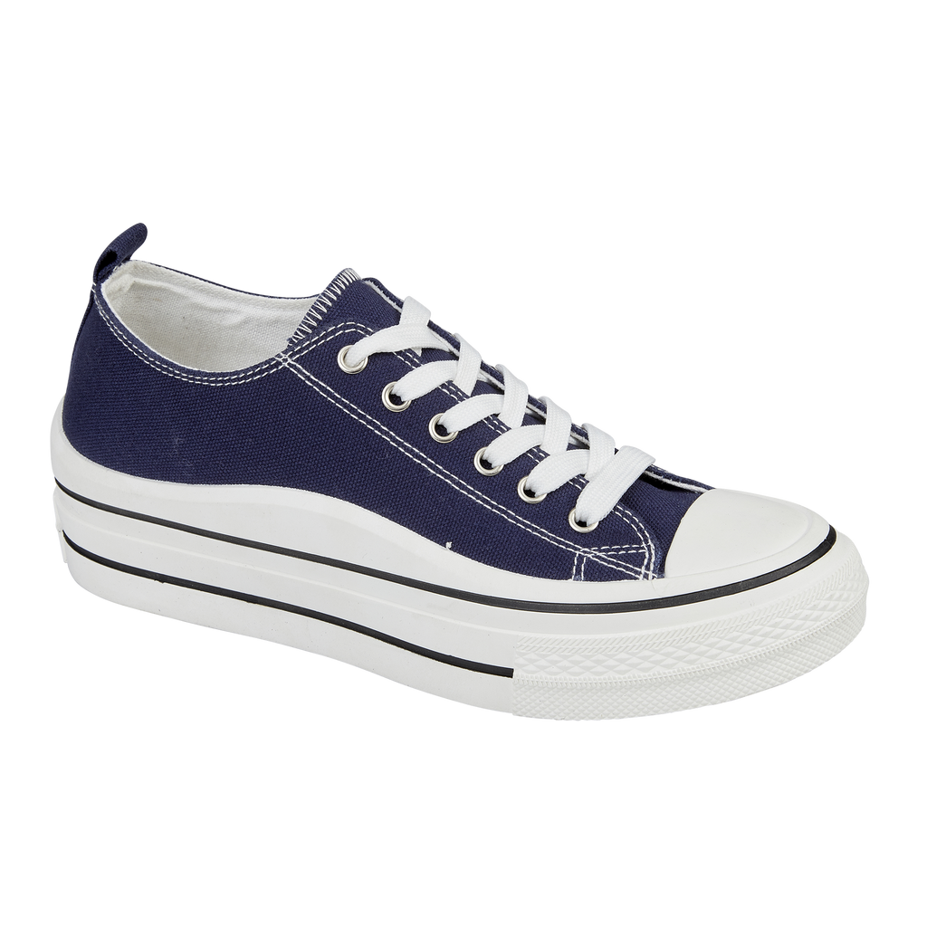 Front ladies navy lace up canvas Montpellier Urban Jacks 