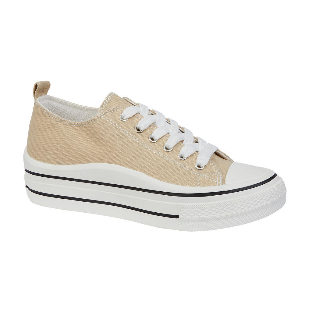 Front ladies beige lace up canvas Montpellier Urban Jacks 