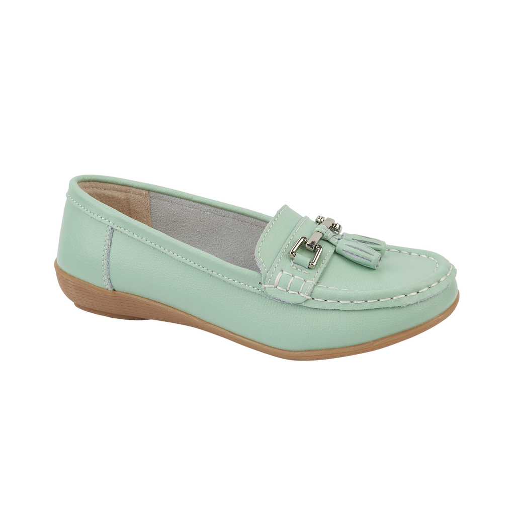 Mint green loafer shoe with tassel silver trim Nautical JO & JOE