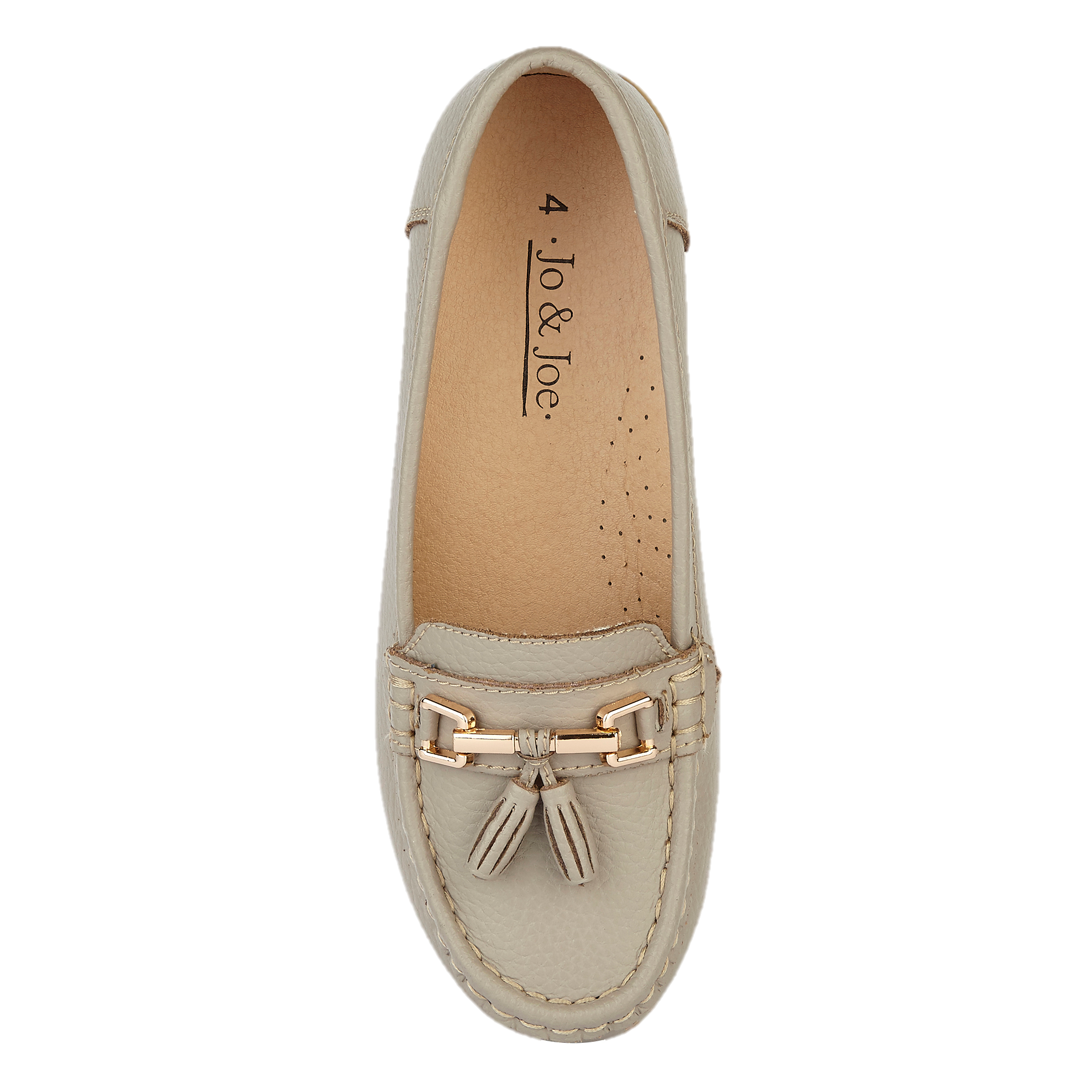 Blue leather loafer shoe with tassel gold trim Nautical JO & JOE