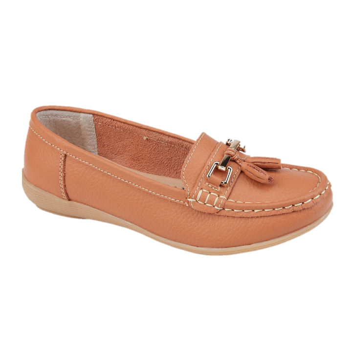Pastel orange loafer shoe with tassel gold trim Nautical JO & JOE
