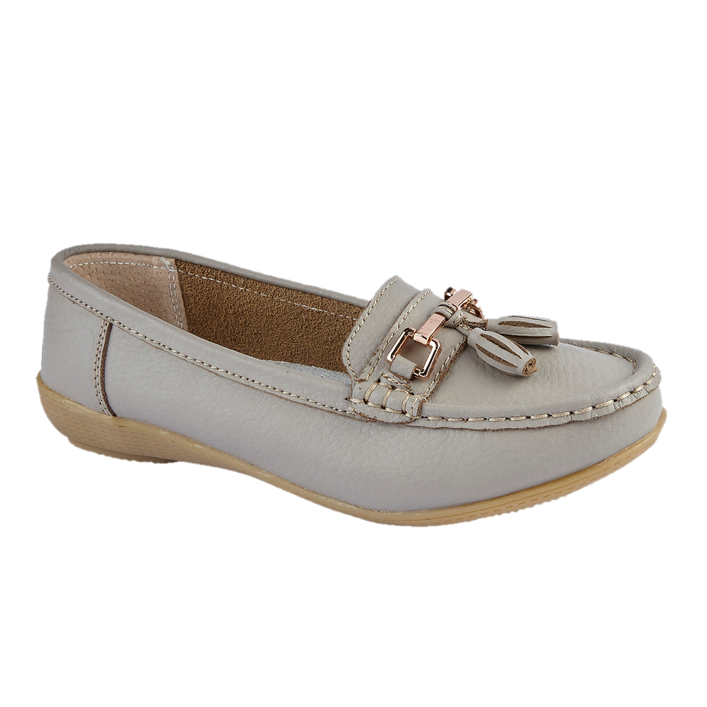 Mushroom leather loafer shoe with tassel gold trim Nautical JO & JOE