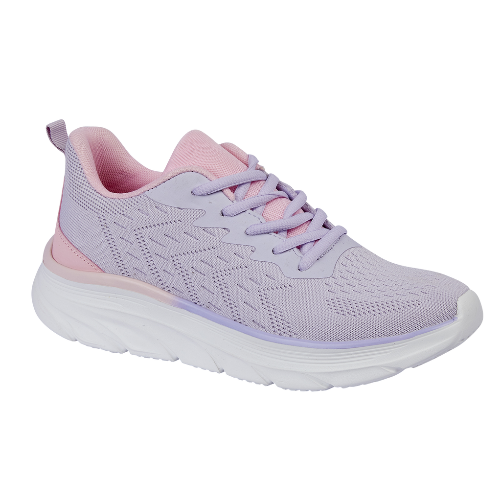 Front ladies fly knit lace up trainer lilac white chunky sole New York Urban Jacks  