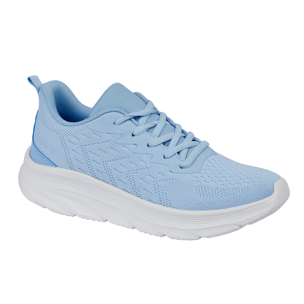 Front ladies fly knit lace up trainer sky blue white chunky sole New York Urban Jacks  