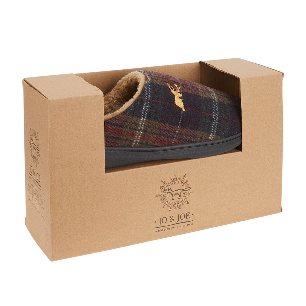 Nidderdale Brown Checked Mule Slippers