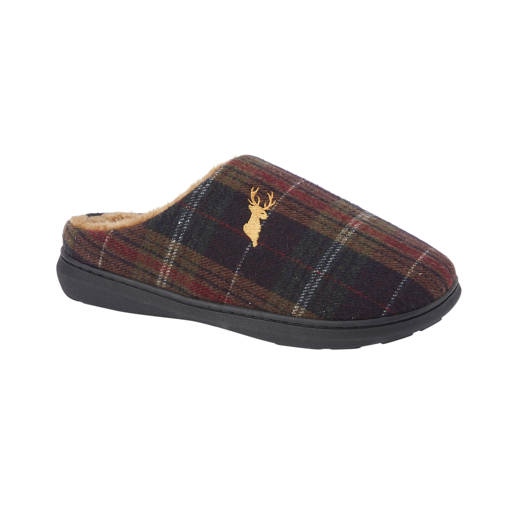 Nidderdale Brown Checked Mule Slippers
