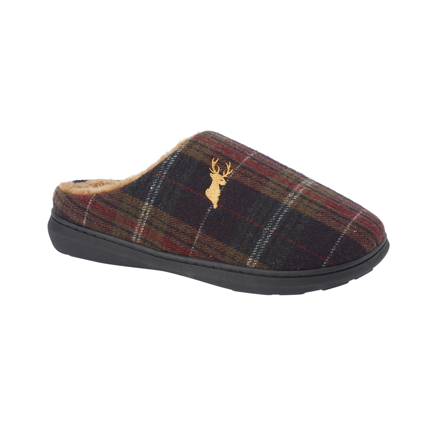 Nidderdale Brown Checked Mule Slippers