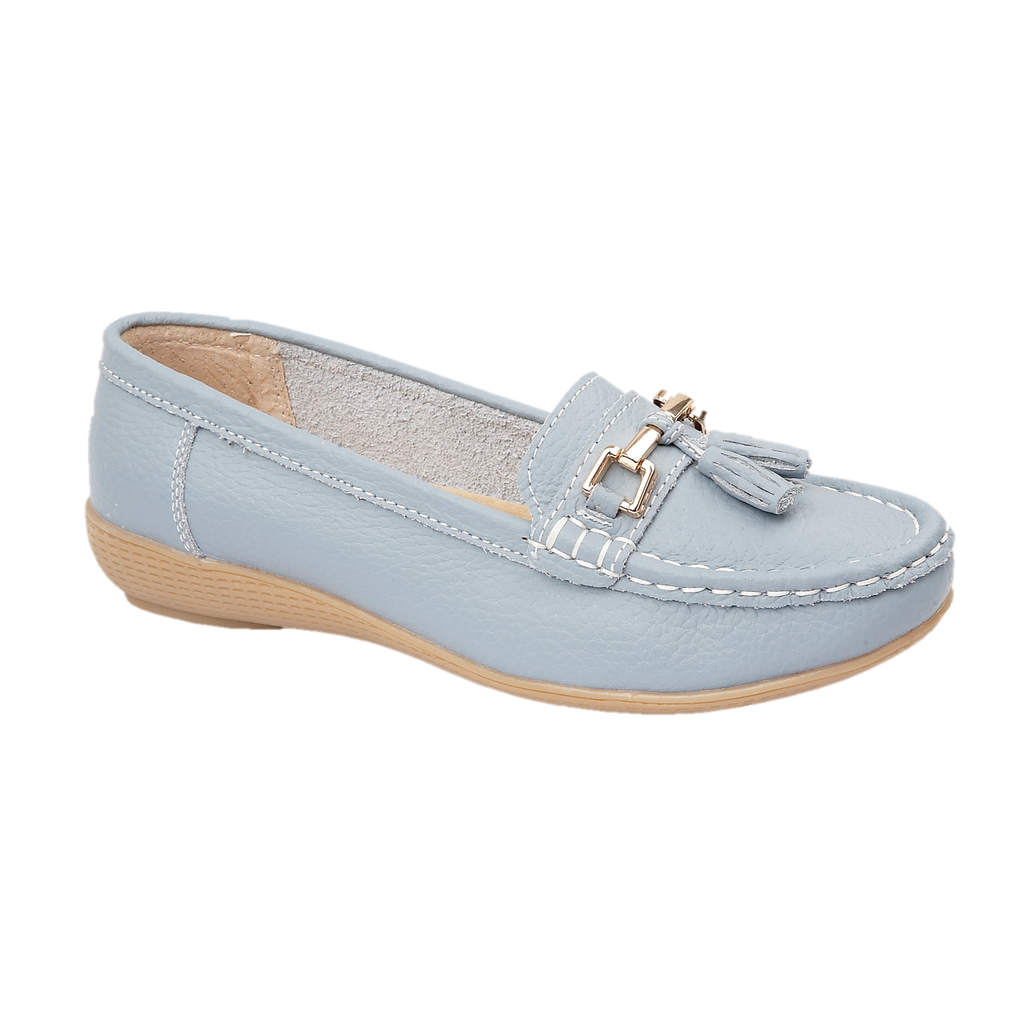 Light blue loafer shoe with tassel gold trim Nautical JO & JOE