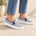 Orla Navy Striped Slip On Twin Gusset Canvas