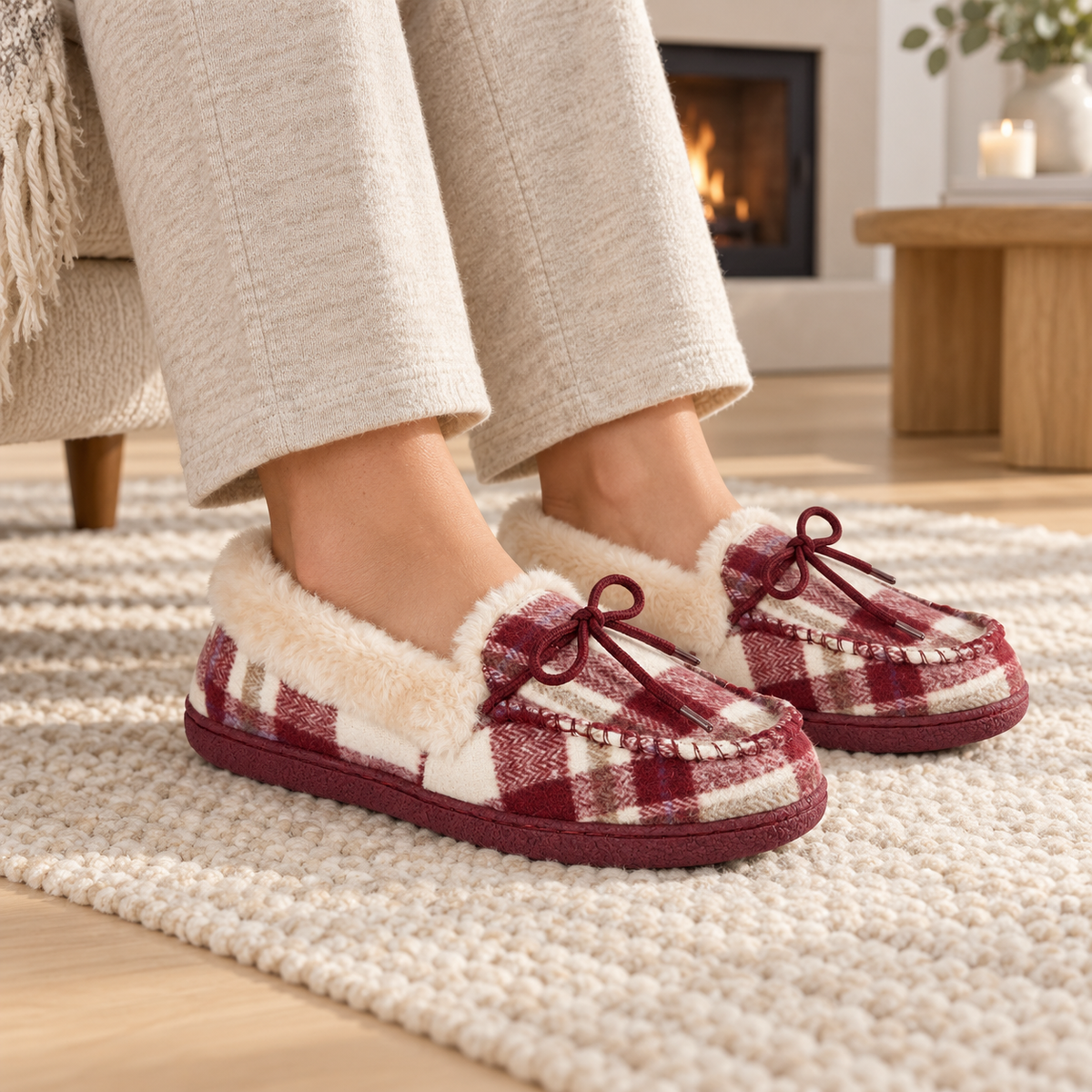 Pembroke Tartan Moccasin Slippers