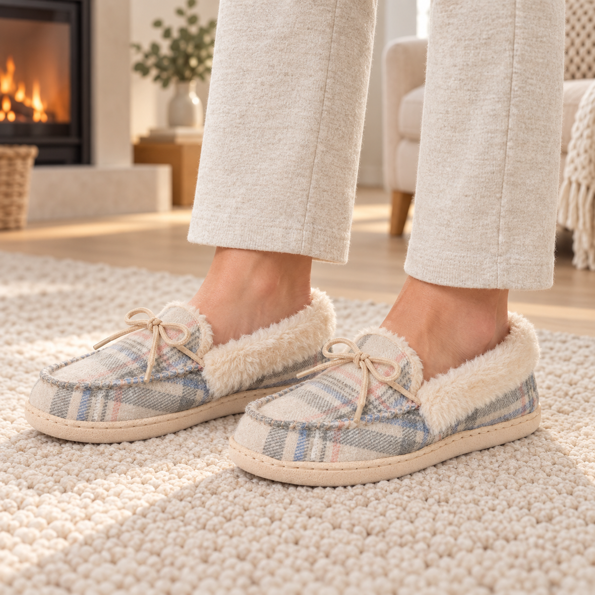 Pembroke Tartan Moccasin Slippers