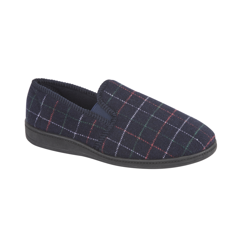 Rupert Navy Patterned Full Slippers