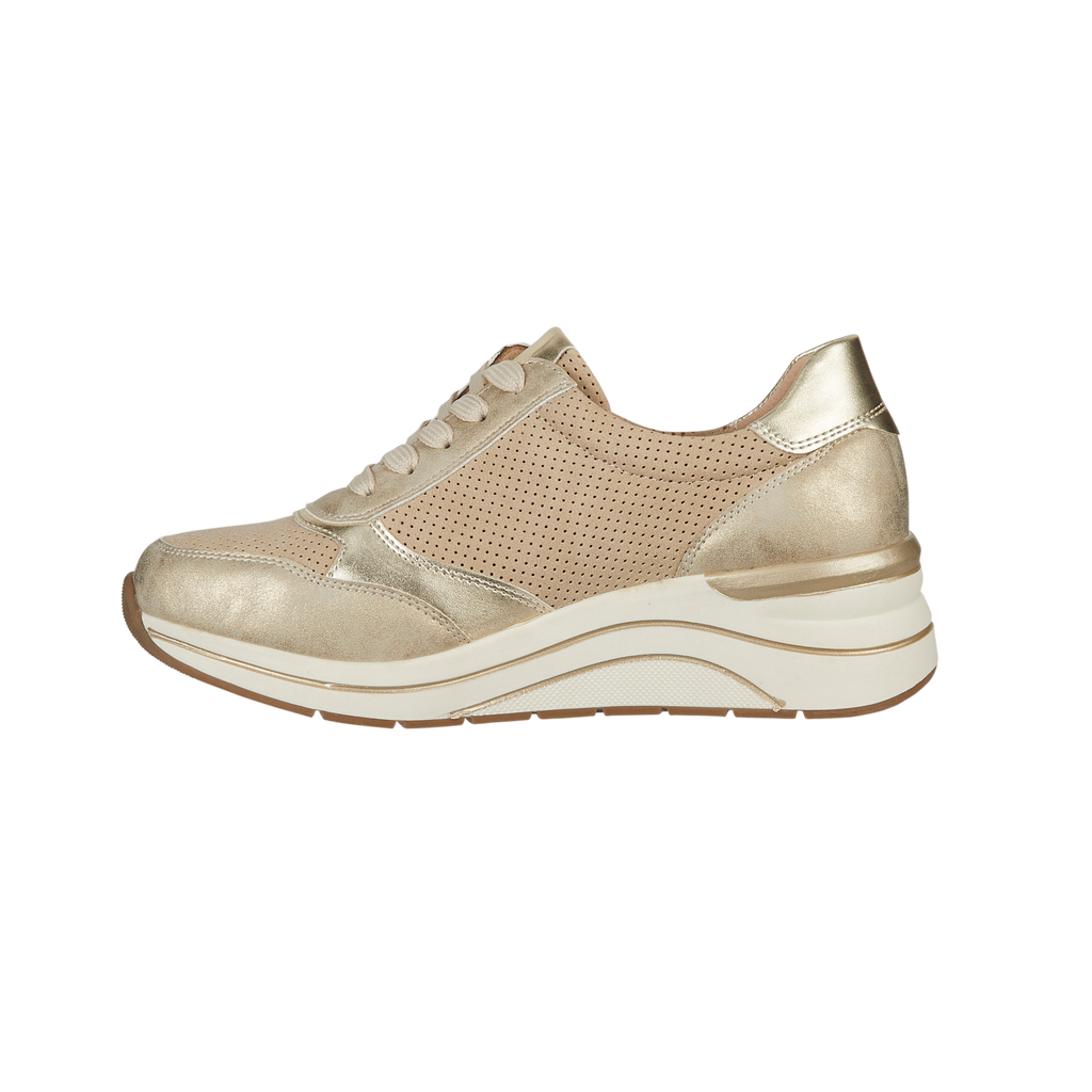 Saville Gold Wedge Casual Trainers