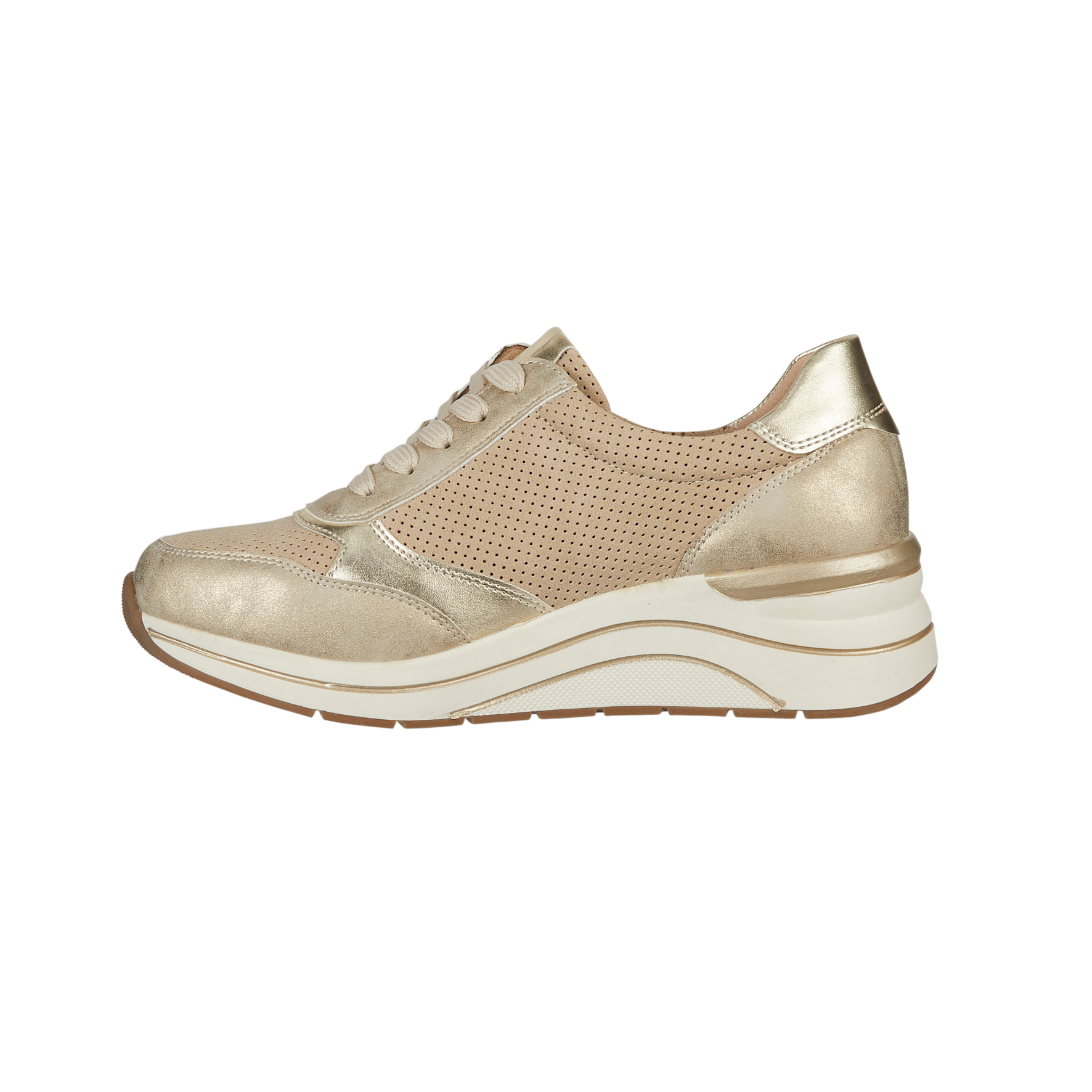 Saville Gold Wedge Casual Trainers