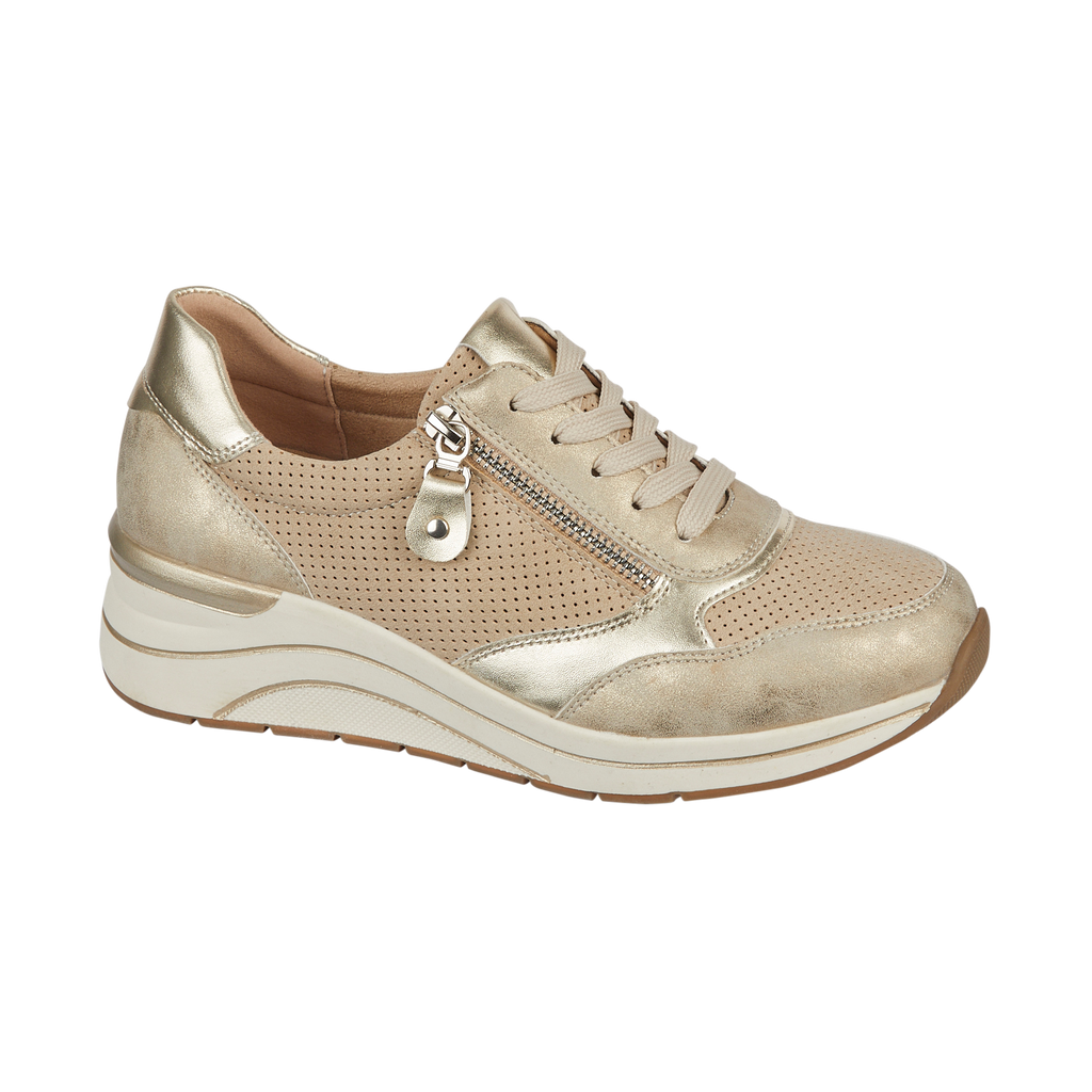 Saville Gold Wedge Casual Trainers
