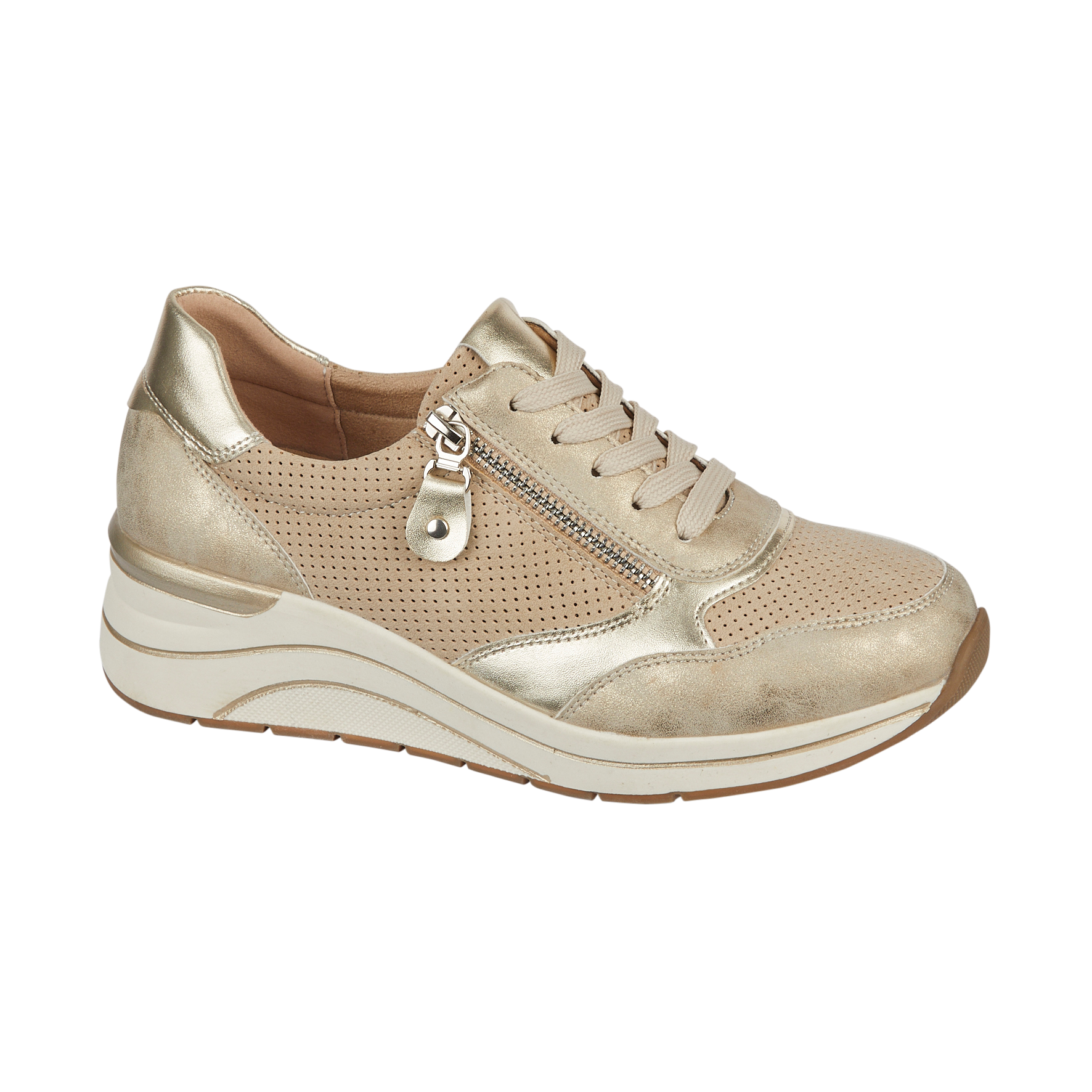 Saville Gold Wedge Casual Trainers