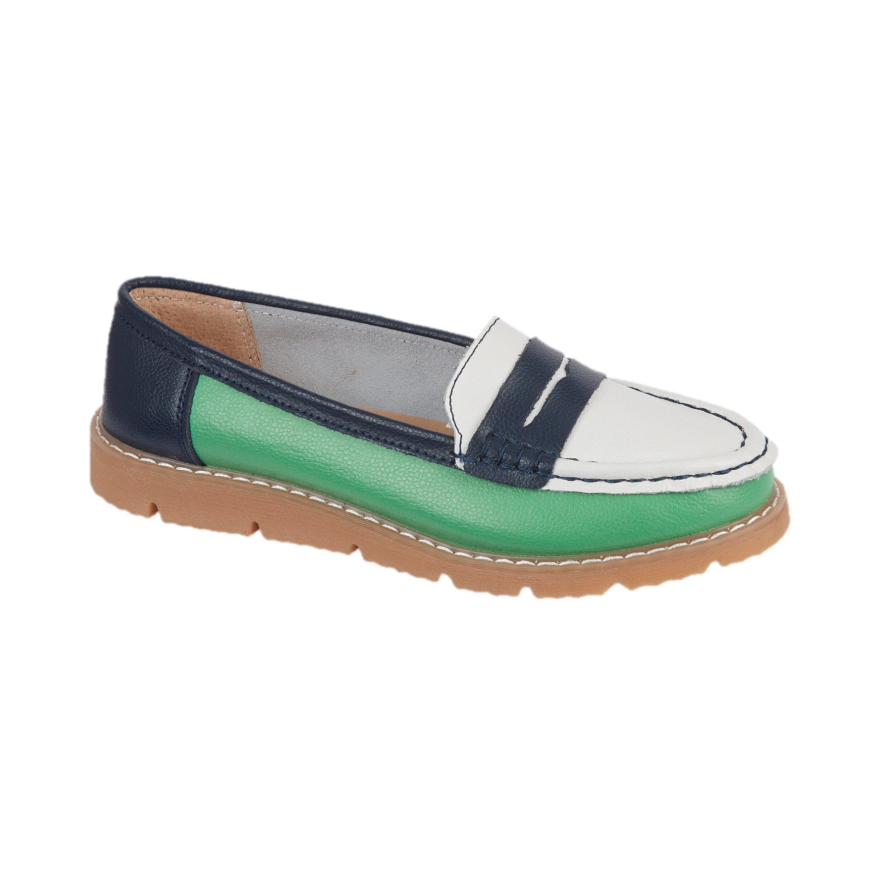 Sea Breeze Saddle Trim Leather Loafers