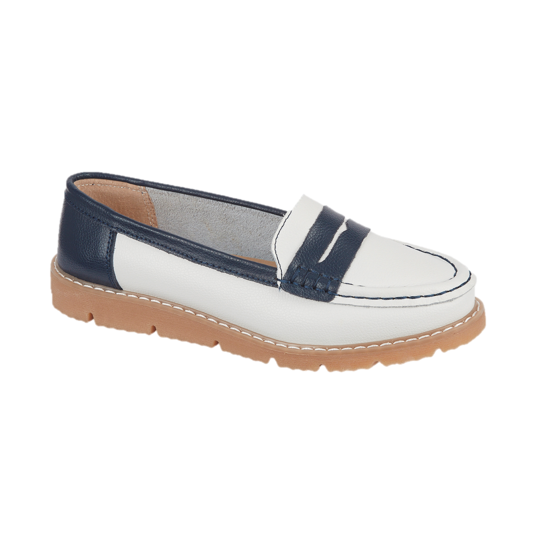 Sea Breeze Saddle Trim Leather Loafers