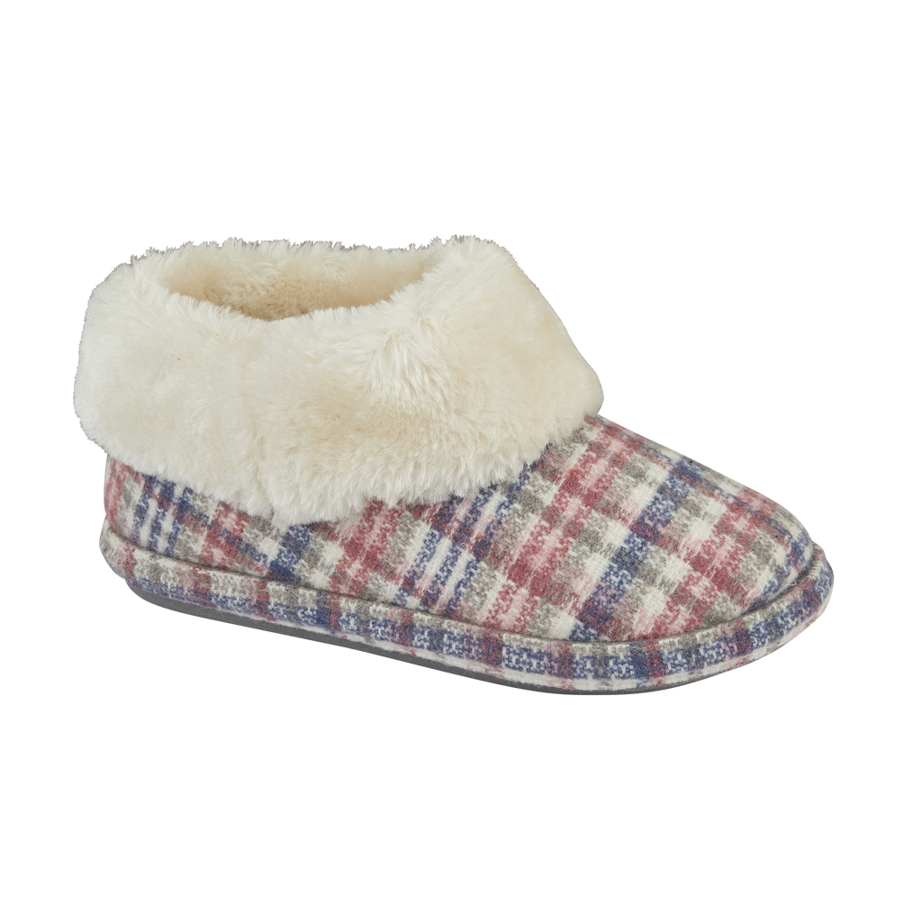 Shamrock Pink Tartan Ankle Bootee Slippers