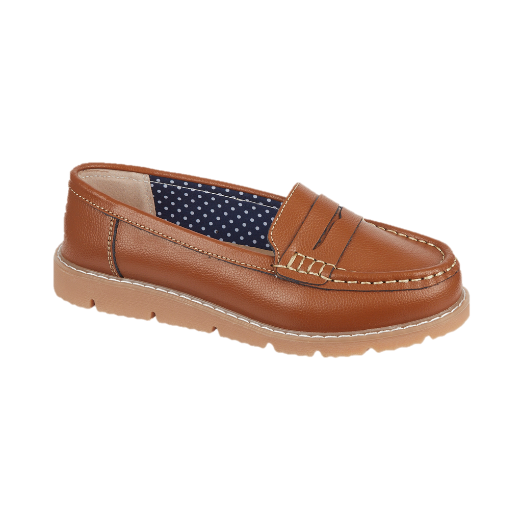 Shore Leather Saddle Trim Loafers