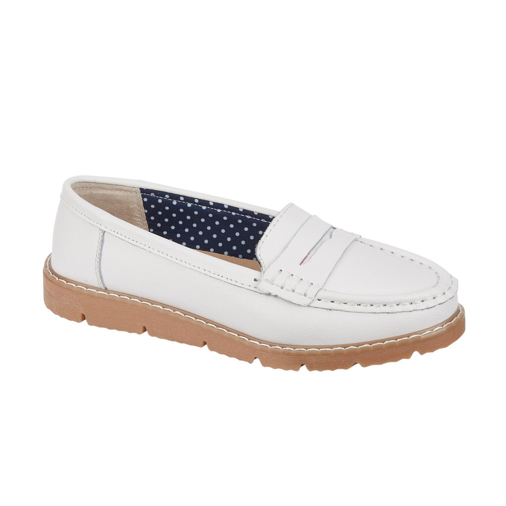 Shore Leather Saddle Trim Loafers