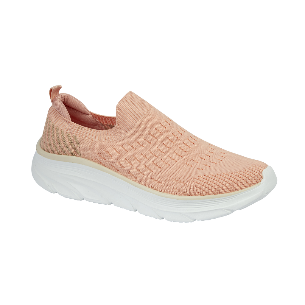 Front ladies slip on fly knit trainer coral Spritz Urban Jacks  