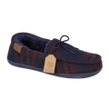 St Aubin Navy Fleecy Lined Moccasin Slippers