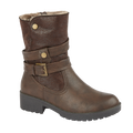 Brown ladies PU boot with buckles Alice Shoes By Emma