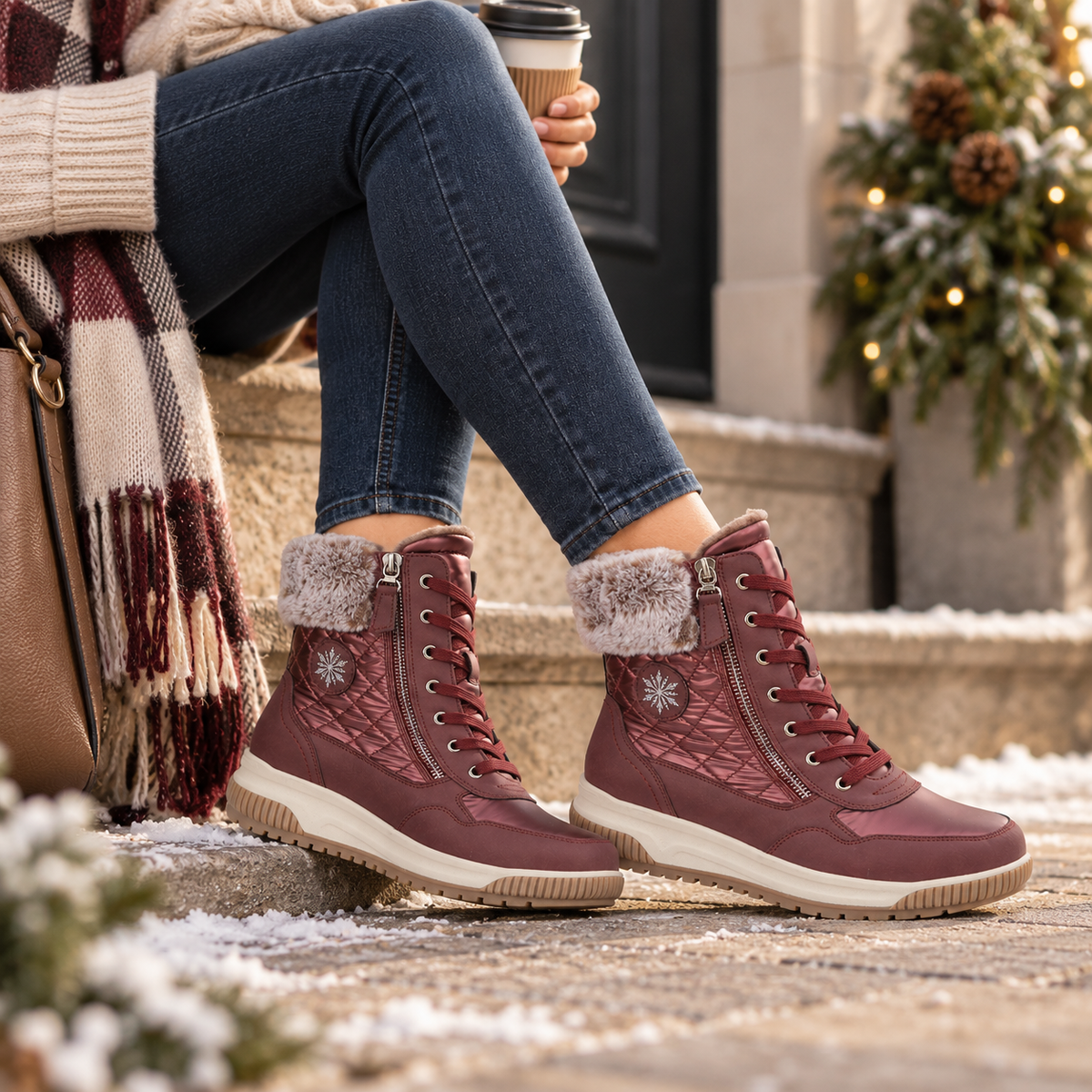 St. Moritz Burgundy Lace Ankle Boots