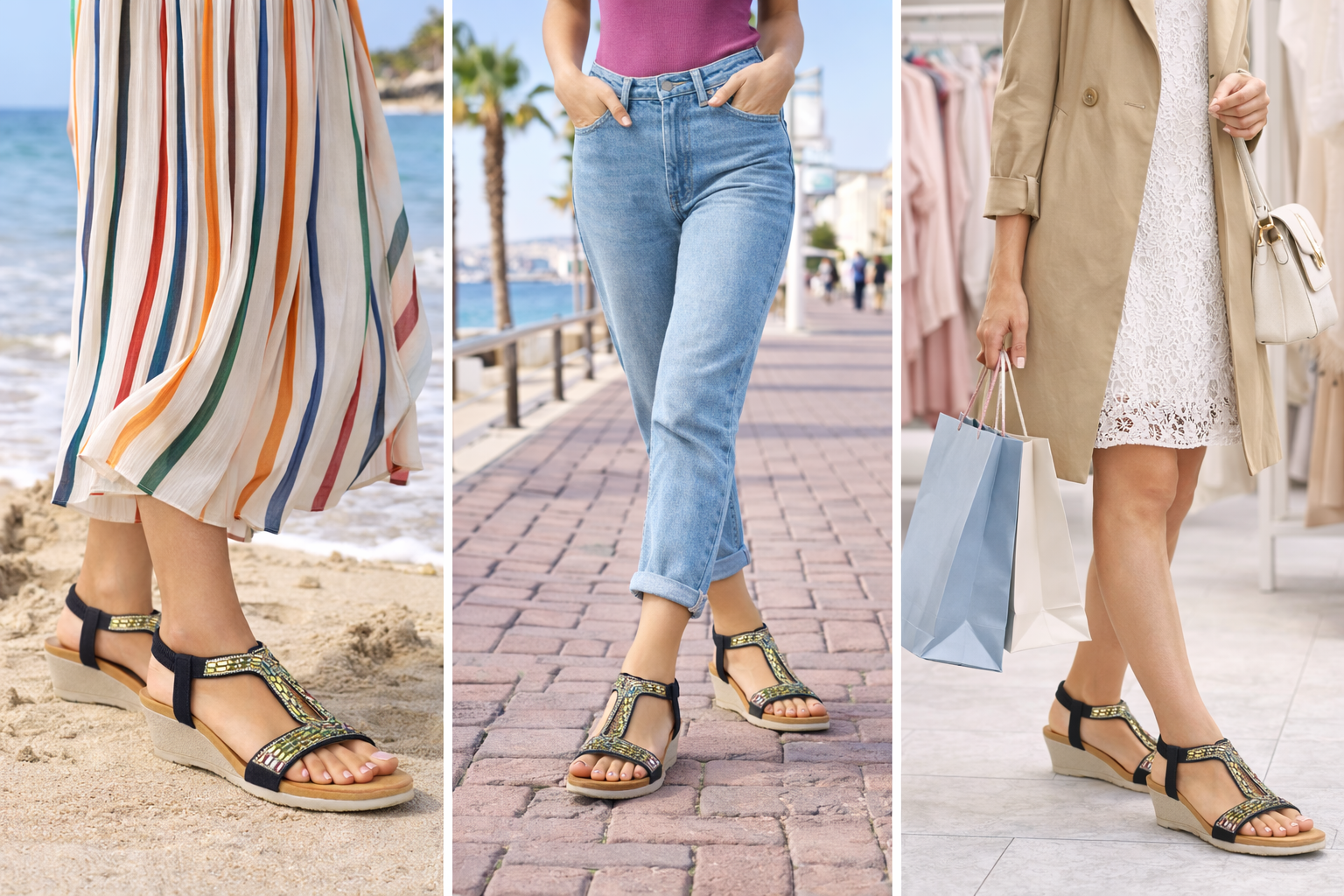 Cape Verde Jewelled Wedge Sandals