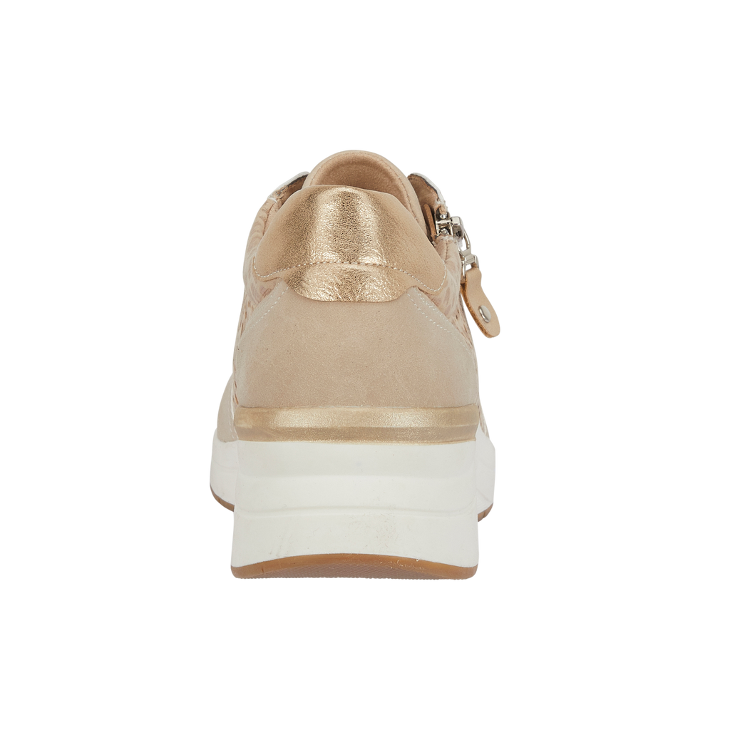 Heel Shoreditch ladies beige wedge trainers with lace and side zip Shoes by Emma 