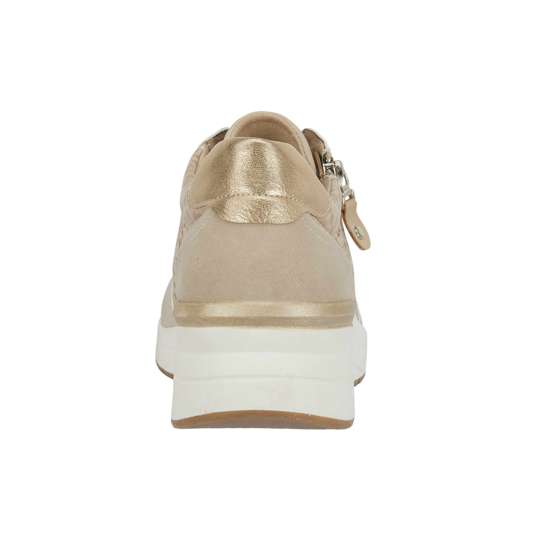 Heel Shoreditch ladies beige wedge trainers with lace and side zip Shoes by Emma 