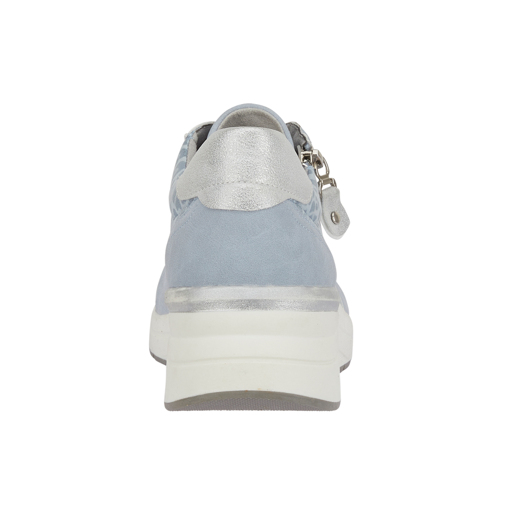 Heel Shoreditch ladies blue wedge trainers with lace and side zip Shoes by Emma 