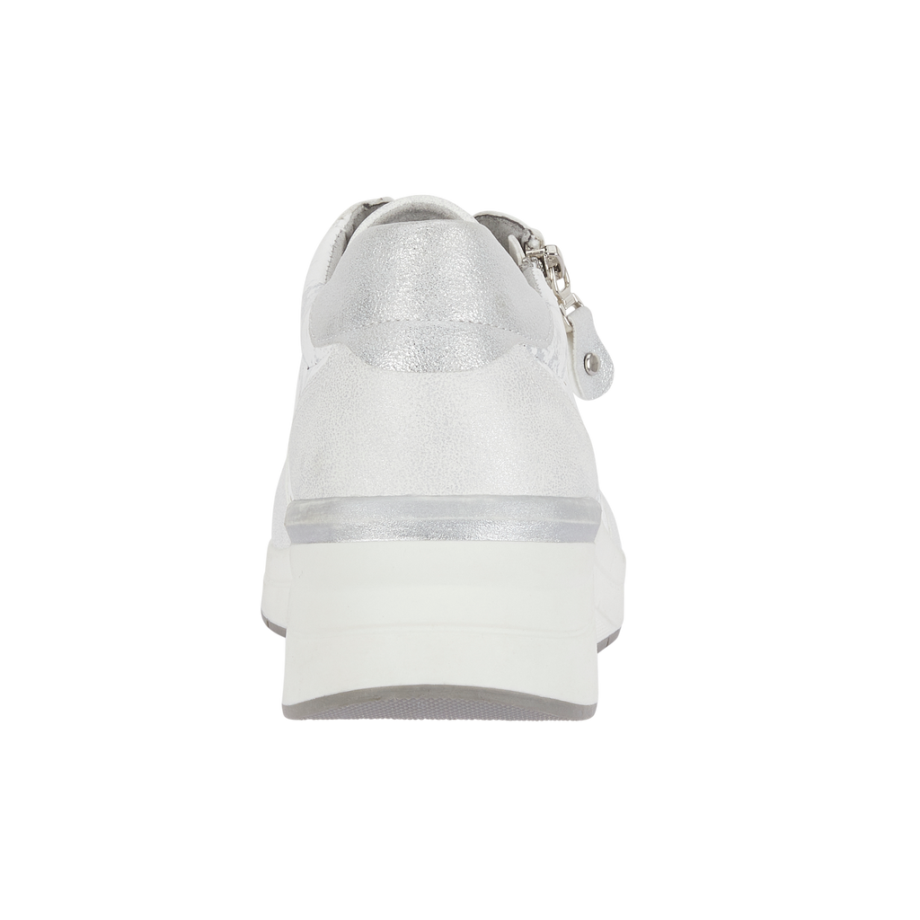 Heel Shoreditch ladies white wedge trainers with lace and side zip Shoes by Emma 